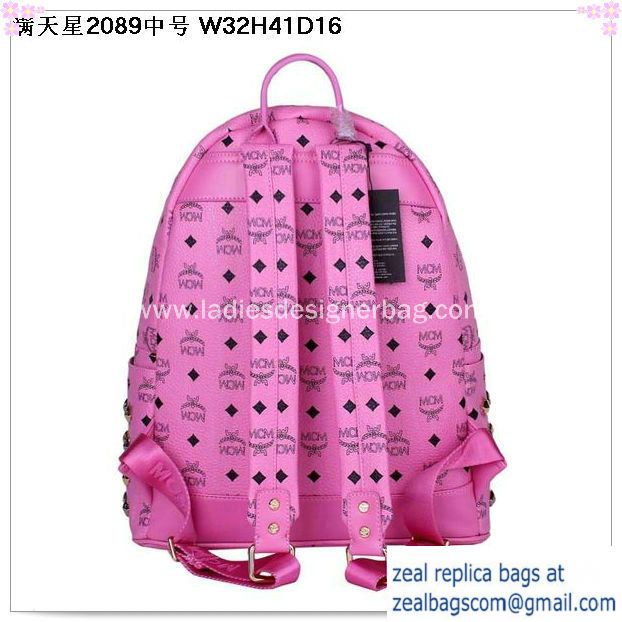 High Quality Replica MCM Stark Studded Medium Backpack MC2089 Rosy - Click Image to Close